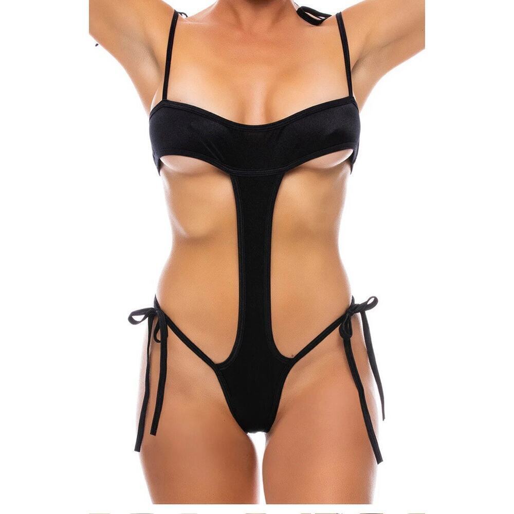 🦋B2G1🦋BODYZONE Shoulder & Side Tie Bodysuit BLACK | ONE SIZE | Dance Wear
